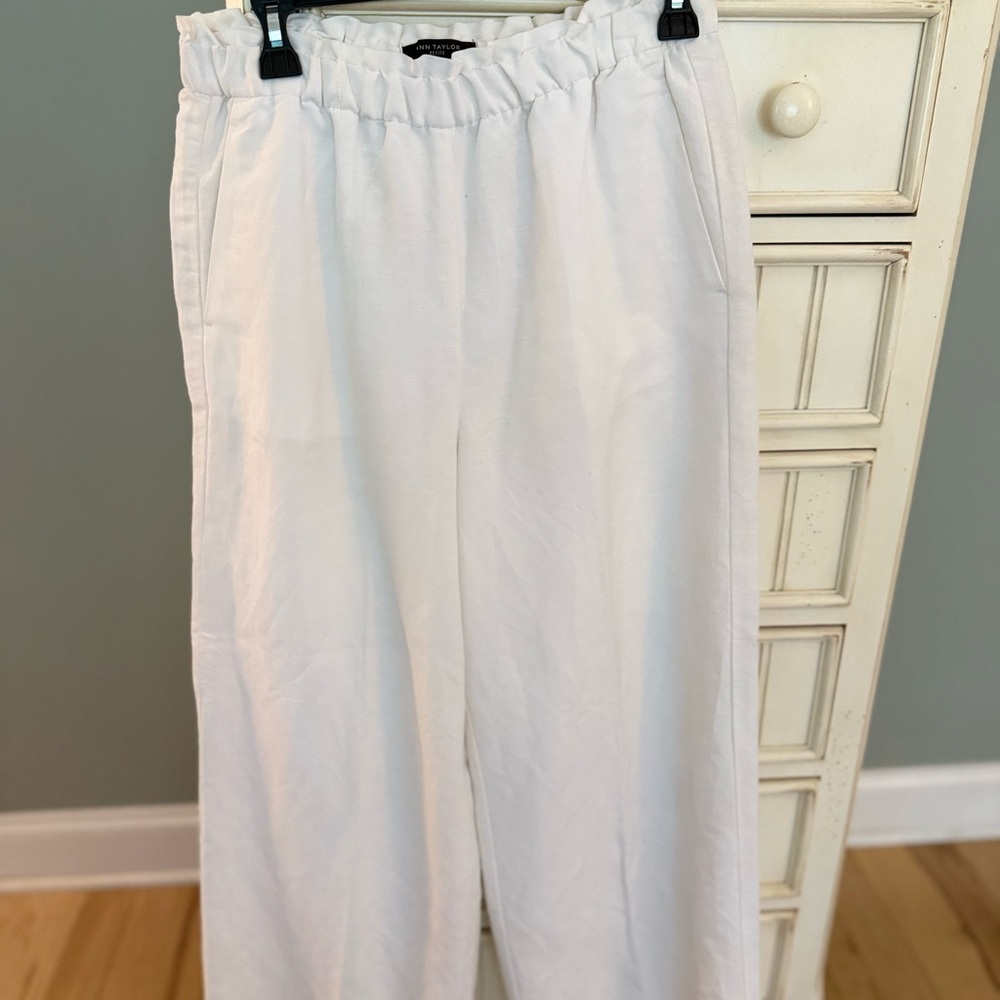 Ann Taylor White Wide-Leg Pants